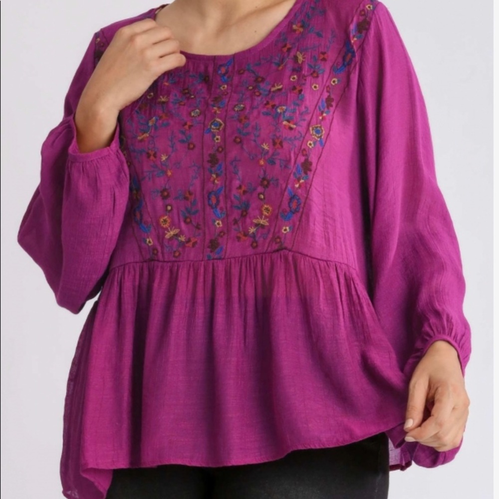 Umgee Plus - Embroidered Blouse
